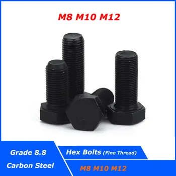 1 ~ 20 komada M8 M10 M12 s fino izrezbarenim Vanjske hex vijke s vijka 8,8 Čelične Crne hex vijke Korak 1/1,25/1,5 mm