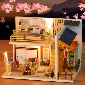 Hokkaido je Japanska Soba DIY Drvena Kućica za lutke Minijaturni Set s Priborom Vila Lutaka Kuća Casa Prikupljene Igračke za Odrasle Pokloni