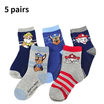 5 Paw Patrol Čarape Za Dječake, s Likovima iz Crtića, Dječje Pamučne Čarape za Jesensko-zimski Odmor, Udobne Tople Božićne Darove Za Rođendan