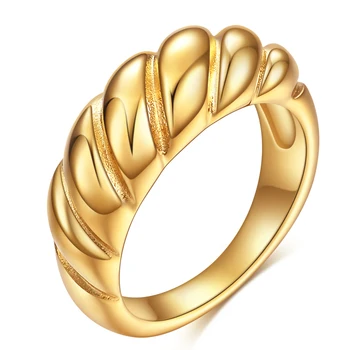 Ženske Pruća Upletena Vjenčano Prstenje Zlatne Boje Od Nehrđajućeg Čelika Anillos Joyas De Mujer Nakit Veleprodaja Izravna Dostava R1472