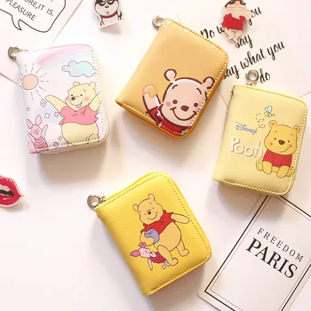 Novi crtani Disney umjetne kože princeza kreativni Winnie Pooh je mali svjež i sladak torbicu za djevojčice kratkom novčanik za kovanice na munje