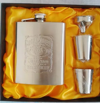 Poklon set фляжек od nehrđajućeg čelika za liker s Bonus Lijevak, рюмками i Poklon kutiji (00251)