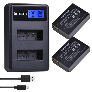 Batmax LP-E12 LPE12 LP E12 Baterija + LCD zaslon USB Dvostruki Punjač za Canon SX70HS M 100D Poljubac X7 Rebel SL1 EOS M10 EOS DSLR M50