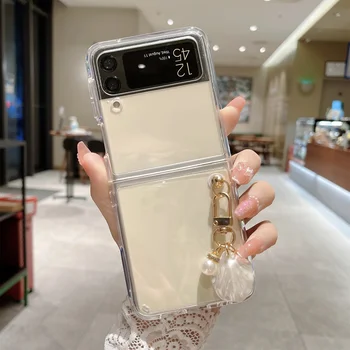 Luksuzni Korejski Torbica za Telefon s Ovjes u obliku Školjke na Lancu za Samsung Galaxy Z Flip 4 Z Flip 3 Flip4 Zflip3 Zflip 5G Stražnji Poklopac Coque