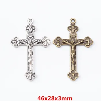 20 komada retro metalne legure cinka križ privjesak za DIY ručno nakit ogrlica izrada 7258