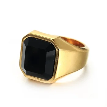 Trg crno osmerokutna kvadrat muški prsten s dragim kamenom, prekogranične europska i američka luksuzno prsten visoke kvalitete