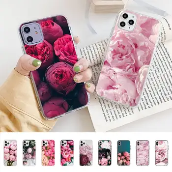 Elegantan Pink Ljubičasti Cvijet Božur u vazi Torbica za telefon iphone 13 8 7 6 6S Plus X 5S SE 2020 XR 11 12 pro XS MAX