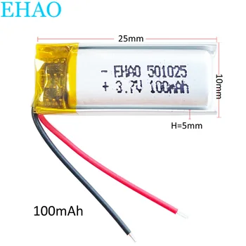 EHAO 501025 3,7 100 mah Litij-Polimer LiPo Baterija Za Mp3 Slušalice Snimač DVD Bluetooth Slušalica Pametni sat