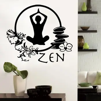 Lijepa Meditacija Cvijet i Kamen Zen Naljepnica Na Zid Oznaka Budizam, Zen Yoga Zidno Slikarstvo Ukras Osnovnoj Sobe A001966