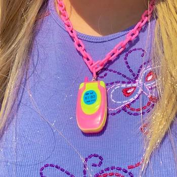 Djevojka Kawaii Pink Mini Telefon Lanca I Ogrlice Korejski Modni Crtani Harajuku Privjesak Lanca I Ogrlice za Žene Y2K Jewelry 2000 s Intimna dodatna Oprema