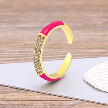 AIBEF Nova Moda Emajl Boju Karamela Geometrijski Sjajna Gorski Kristal Otkriće Podesiv Prsten Za Žene Jednostavan Dizajn Ювели