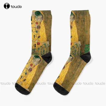 Poljubac - Gustav Klimt Čarape Prilagođene Čarape Personalizirane Običaj Unisex Za Odrasle Mlade Omladinski Čarape 360 ° Digitalni Tisak Hd Visoke Kvalitete
