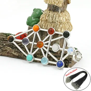 Prirodni polu-dragog kamena ogrlica privjesak muški i ženski nakit, simbol aure judaizam kabala drvo života amulet poklon za novu godinu