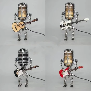 4kom Berba Mikrofon Robot Lampa Svirati Gitaru Stolne Led Svjetla Minijature Obrt Lampa Ukras Kućni Ured