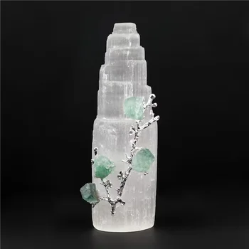 Tvornica Ravnih Kamenih Rukotvorina Prirodni Crystal White Selenit Kamene Umjetničkih Zanata za Uređenje Doma