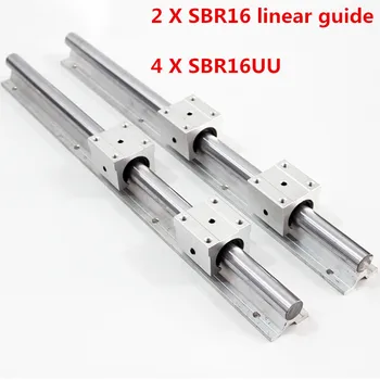 2 komada SBR16 16 mm linearni željeznički bilo koje duljine podrška za okrugli vodič + 4kom SBR16UU klizna jedinica za CNC