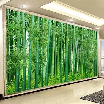 Običaj 3D Pozadina Zelena Bambusa Šuma Krajolik Slike Zidne Freske Dnevni boravak Spavaća soba Pozadina Zidni Dekor Papel De Parede 3D