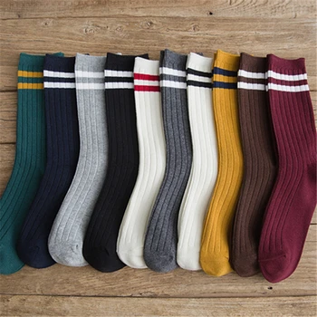 Čarape za žene, nove jesensko-zimske čarape na pruge u stilu харадзюку, svakodnevne ženske pamučne čarape, ženske čvrste čarape sox 2020
