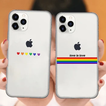 Gay Lesbian LGBT Rainbow Prozirna Torbica za Telefon iPhone XS XR X 7 8 plus se2020 11 12 13 14 pro max mini case