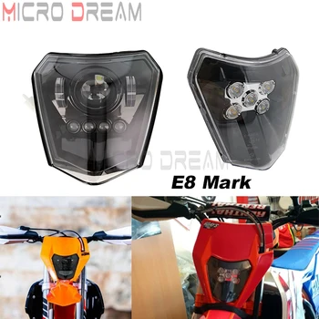 E8 Led Lampe Supermoto za EXC EXC-F-XC-W Šest Dana 690 SMCR Enduro Dual Sport Bike Glavu Downlight LED Hi/Lo Zraka Налобный Fenjer