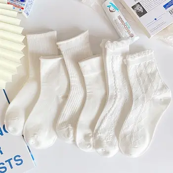 1 par Jednostavnih drago pamučne čarape s lukom u stilu Лолиты, bijele čipke pamučne čarape kawaii djevojke, proljeće-ljeto осеннее haljina, divlje čarape