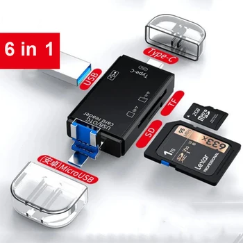 Čitač memorijskih kartica SD USB C čitač kartica 6 u 1 USB 2.0 TF/Mirco SD Smart Čitač memorijskih kartica Type C OTG Flash drive Cardreader Adapter