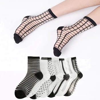 Prozirne Ženske Prozirne Čarape, Tanke Ljetne Čarape Sa Postavom, Držači Čipke I Prozirne Čarape S Slatka Manžetama, Kristalno Svilene Čarape, Ženske