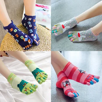 3 para Čarapa s pet prstiju, 5 Čarape, Ženske Pamučne Crtani Slatka japanski Čarape, Prozračna Mrežaste Кавайные Čarape sa Odvojenim Vrhom