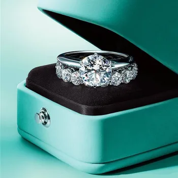 Ručni Rad Brand Obećanje Prsten Skup je Trenutno Srebrna Boja cirkon Zaruka Zaručnički Prsten za za Žene prst nakit