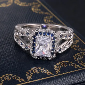 2023 Novi Luksuzni Plava Princeza Zaručnički Prsten Za Žene Lady Poklon Za Godišnjicu, Nakit Veleprodaja R5653
