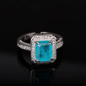 2022 NOVI Modni Prsten za Žene S925 Srebra Veliki Plavi Kamen Dijamant, Dragi Kamen je Smaragd Параиба Turmalin Париба Nakit