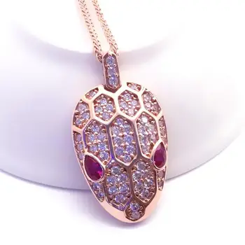 Ženski nakit od ljubičaste zlata 585 uzorka, optočena рубиновым kristalno privjesak, elegantan i neobičan, преувеличенный, 14 Za, ogrlicu od zlata za žene