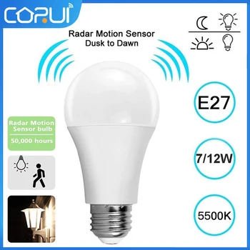 CoRui E27 Bijela Inteligentni Senzor Led Žarulje Žarulje Auto Osjetljive Svjetla