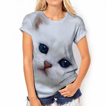 Ženska odjeća Mačka 2022, nove Ljetne majice s kratkim rukavima, majica, majice sa 3D ispis, ulične mode, casual stil, gospođo, seksi