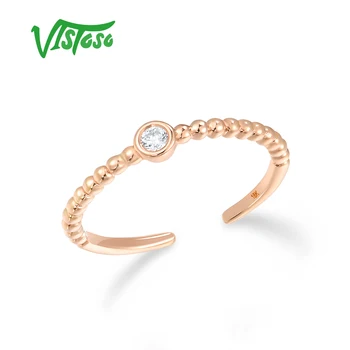 VISTOSO Prirodna 18 Do 750 Rose Gold malom prstu Prsten Za Žene Dijamant Pjenušava Otvoreni Prsten Jednostavan Stil Elegantan Modni Nakit