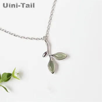 Uini-Tail izdvojena ponuda, tibetanski srebro 925 sterling, ogrlicu sa zelenim lišćem, jednostavna ženska moda, slatka individualnost, stotinu odgovarajuće dodatne opreme