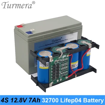 Turmera 32700 Lifepo4 baterija baterija baterija baterija baterija 4S1P 12,8 U 7Ah sa 4S 40A Uravnotežen BMS za električnim brodom i neprekidni izvor napajanja od 12 v