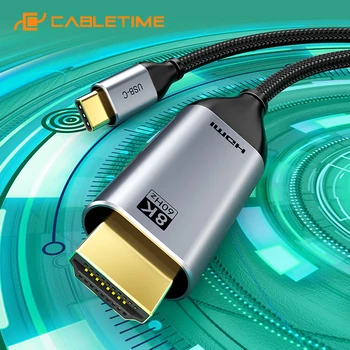 CABLETIME USB C na HDMI Kabel 8 Do 60 Hz HDR 4 DO 144 Hz Poboljšani Čip HDCP 2,3 3D Efekt Ultra HD Kabel za Laptop HDMI Kabel C388