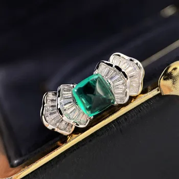 RUZZALLATI Certified Srebrna Boja za Dame Luksuzni Colombia Lab Emerald Kamen Vjenčanja Vjenčani Prsten Izravna Dostava